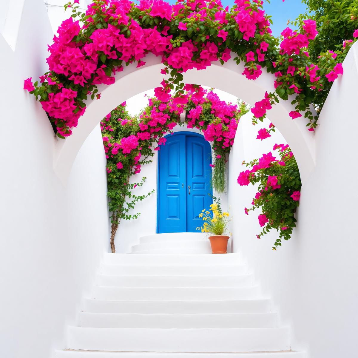Lengkungan bougainvillea putih