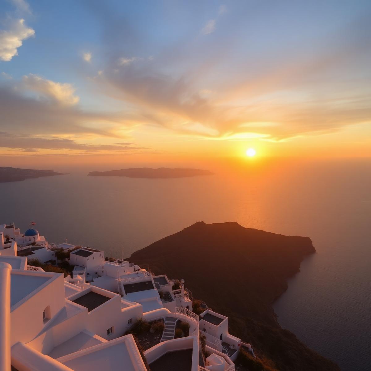 Sunset di atas caldera Santorini
